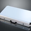 Silver Metal Briefcase With Black Handle And Sleek Reflective Surface On Black Background