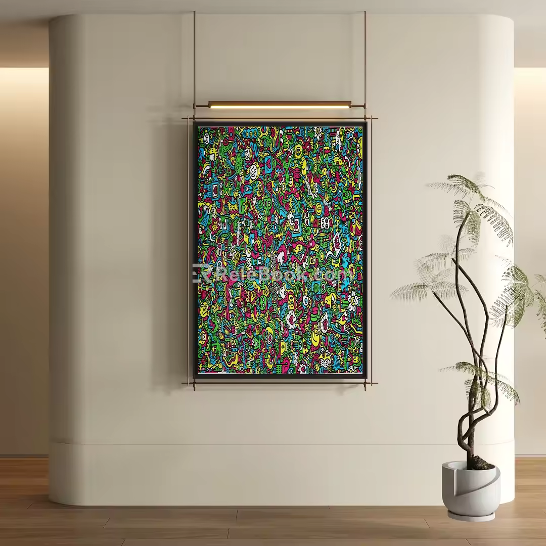 modern black and white graffiti painting 3d model