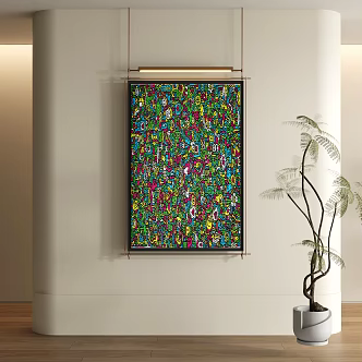 modern black and white graffiti painting 3d model