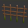 Scenic Natural Landscape With Wooden Fence Crossed Rails And Green Bottom Posts