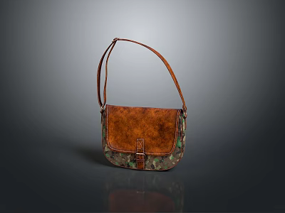 Stylish Leather Handbag With Camouflage Pattern And Single Shoulder Strap Design 3d model