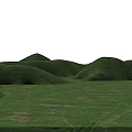 Scenic Lush Green Grassland And Rolling Distant Hills In Park Landscape