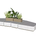 Two Rectangular Tree Planters With Green Plants On Wooden Platform 3d model