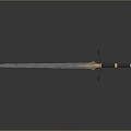 Decorative Medieval Sword With Blue Blade Golden Accents And Black Cross Guard