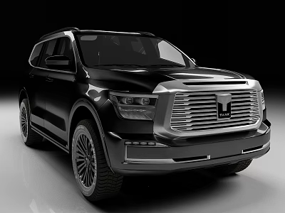 Black SUV Car Exterior Design In Studio Lighting 3d model