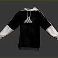 Adidas Black Hoodie With White Sleeves And Hood Trim Casual Design