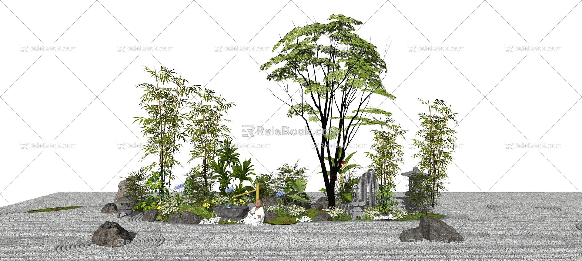 New Chinese style landscape sketch landscape sketch dry landscape courtyard landscape model