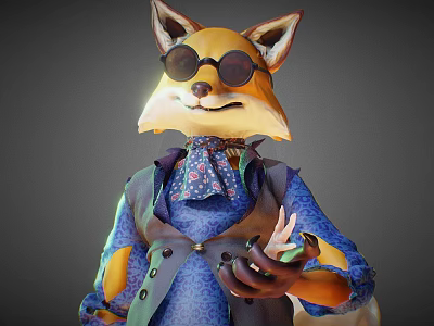 Modern game character fox character 3d model