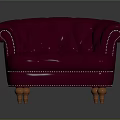 Plum Purple Leather Tufted Armchair With Nailhead Trim And Wooden Legs