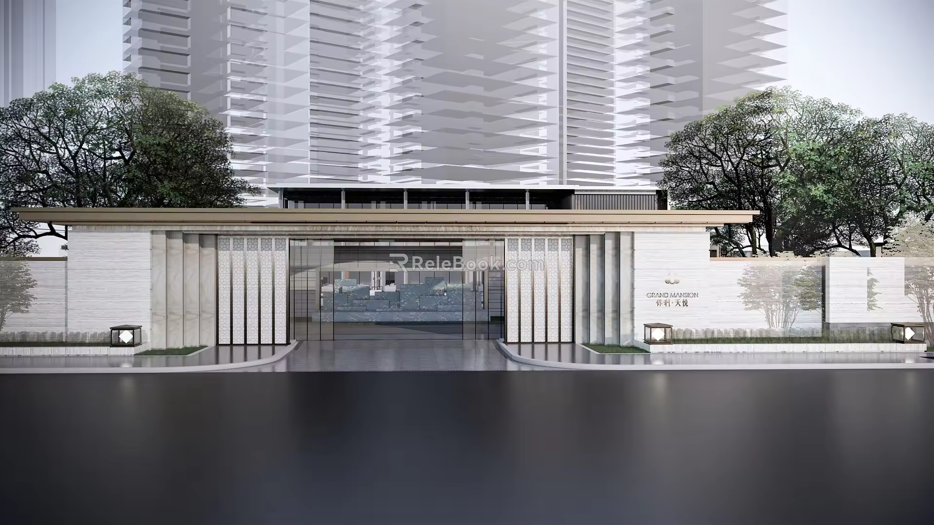 New Chinese-style Gate Demonstration Area 3d model