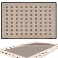 Woven Textured Square Rug With Brown Grid Pattern On Beige Background For Home Decor 3d model