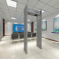 Modern Service Hall Interior With Security Gate Lockers Waiting Chairs And Information