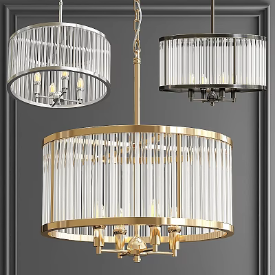 Modern Crystal Chandelier With Gold Circular Frame And Transparent Pendant Design 3d model