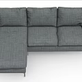 Modern Gray Fabric Sofa Set with Chaise Lounge and Metal Legs for Contemporary Living Room