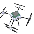 Multi Rotor Drone With Green Top And Black Propellers Structure Design 3d model