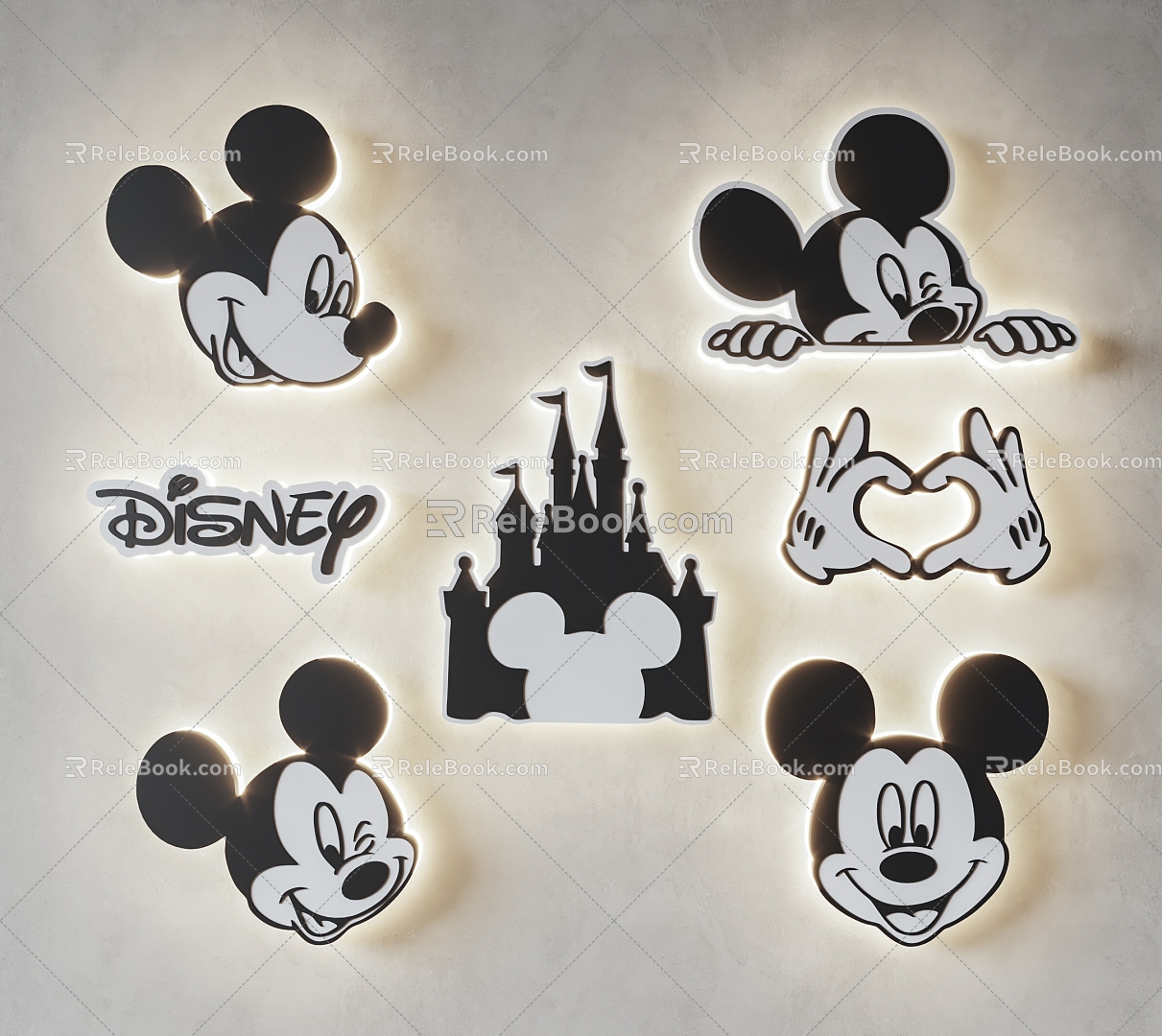 Mickey silhouette wall lamp Mickey Mouse wall lamp children's wall lamp cartoon wall lamp night light 3d model