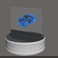 Professional Commercial Equipment With Transparent Display Panel Blue 3D Car Model And White Base