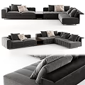 Modern Gray Sectional Sofa With Plush Fabric Cushions And Modern Design Elements 3d model