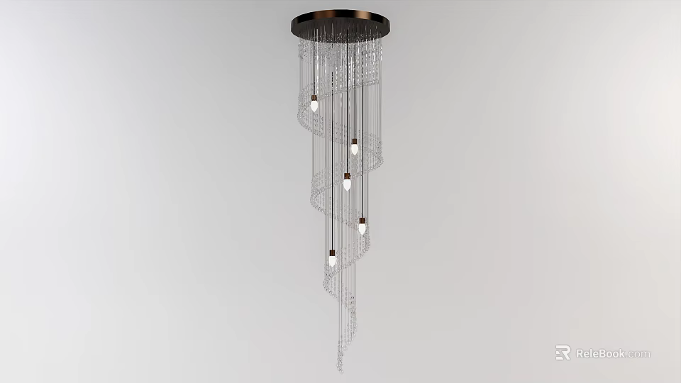 Elegant Modern Crystal Chandelier With Hanging Crystal Chains And Multiple Light Bulbs 3d model 