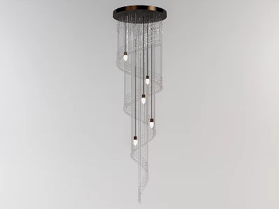 Elegant Modern Crystal Chandelier With Hanging Crystal Chains And Multiple Light Bulbs 3d model