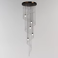 Elegant Modern Crystal Chandelier With Hanging Crystal Chains And Multiple Light Bulbs