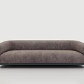 Modern Gray Fabric Double Sofa With Curved Armrest And Black Slim Legs 3d model