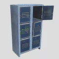 Blue Metal Storage Cabinet with Multiple Drawers Open Door and Ventilated Panels for Organizing Supplies