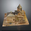 Ancient Church Architecture With Spire Dome Brick Structure Tile Roof And Ruined Sections