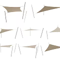 Tensile Membrane Outdoor Shade Structures Featuring Various Shapes And Supporting Poles