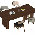 Middle style dining table and chair combination 3d model