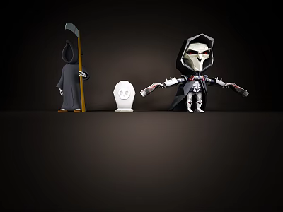 Game and Movie Characters Featuring Grim Reaper Hooded Figure Skull and Masked Dual Weapon Warrior 3d model