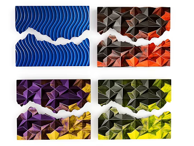 Modern 3D Geometric Wall Decor With Colorful Abstract Patterns And Vibrant Hues 3d model