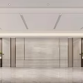 Elegant Modern Front Desk Reception Area With Marble Wall Green Plants And Simple Design