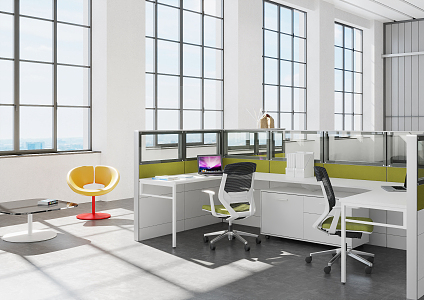 modern office desk and chair 3d model