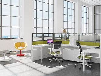 modern office desk and chair 3d model