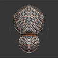 Decorative Spherical Objects With Honeycomb Texture And Metallic Copper Accents On Reflective Surface 3d model