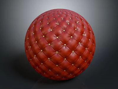 High Quality Red Sphere Sports Equipment With Diamond Stitching And Gold Studs 3d model