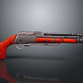 Vintage Revolver Side View With Red Wooden Grip And Metallic Body