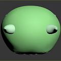 Cute Green Horned Winged Game Movie Character With Big Eyes And White Belly