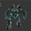 Detailed Mechanical Robot Figure With Colorful Armor Plates And Weapon Components