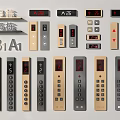 Elevator Control Panels Featuring Various Designs Colors Digital Displays And Floor Numbers 3d model