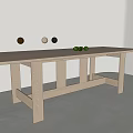 Modern Dining Table Long Table Log Dining Table and Chair 3d model