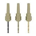 Three Different Color Metal Drill Bits With Various Shank Designs For Drilling Applications