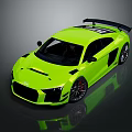 Neon Yellow Audi R8 Sports Car With Black Rear Spoiler And Sporty Design Wheels