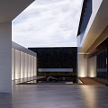 Modern Sales Office Building Exterior With Glass Facade White Walls Front Entrance And Tree