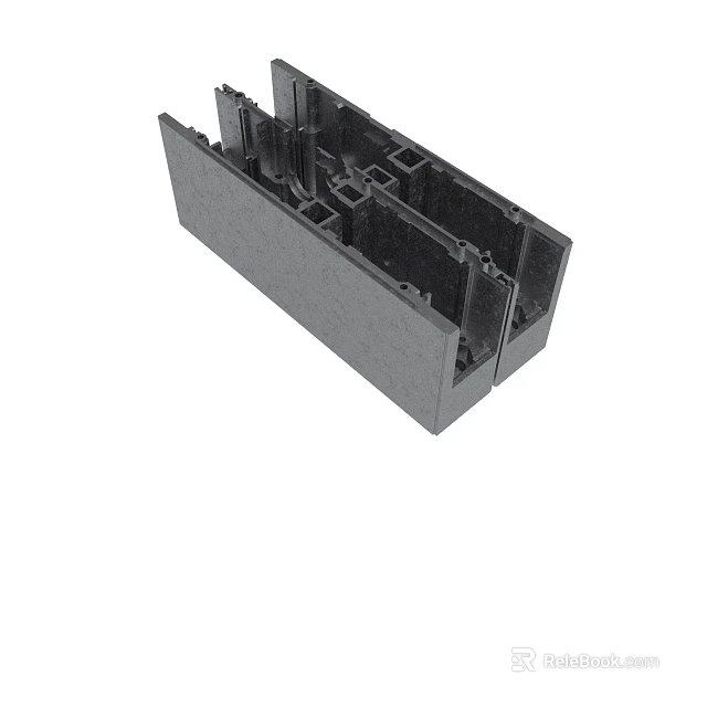 Black Industrial Component Structure With Multiple Compartments And Slots Design 3d model 