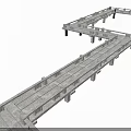 Modern Scenic Landscape Bridge With Curved Structure Gray Material And Railings