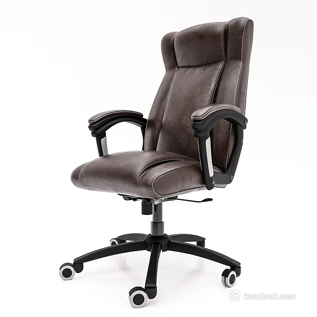 Modern Comfortable Leather Leisure Chair With Swivel Base And Padded Armrests 3d model 