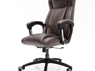 Modern Comfortable Leather Leisure Chair With Swivel Base And Padded Armrests 3d model