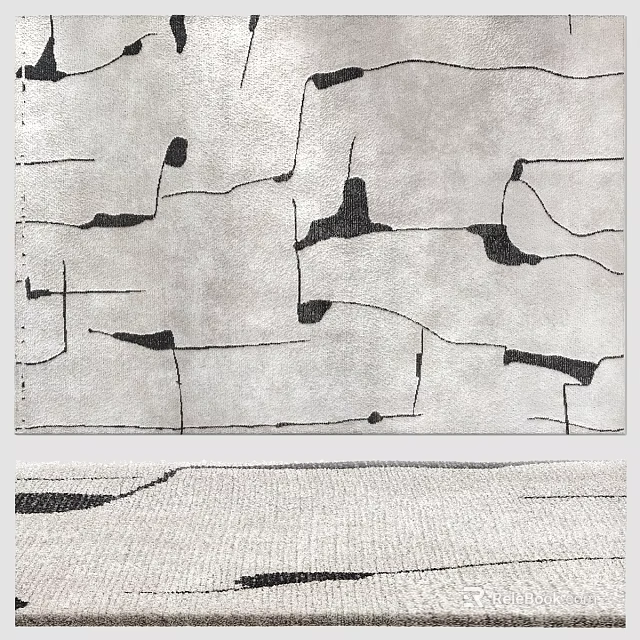Modern Square Rug With Abstract Gray Black Geometric Pattern Design 3d model 